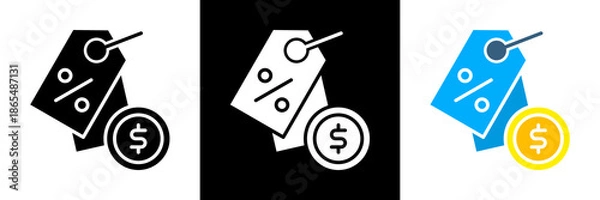 Obraz Tag Icon Set Glyph vector Illustration 