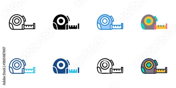 Obraz Measuring tape icon set multiple style collection. Editable stroke 
