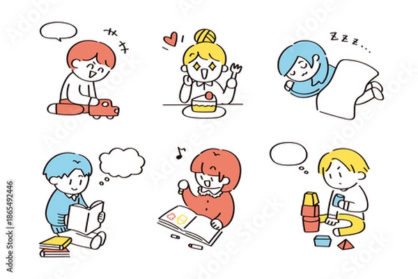 Obraz 好きなことをする子供たちのイラスト