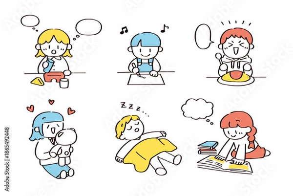 Obraz 好きなことをする子供たちのイラスト