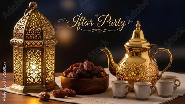 Obraz Cozy iftar party setting with traditional elements