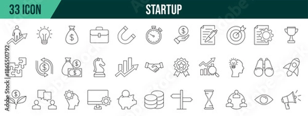 Obraz Startup icons collection, editable and resizable vector icon templates.