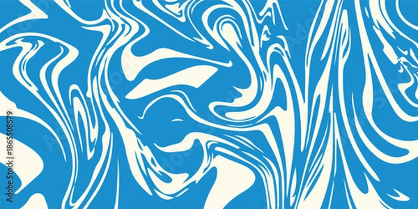 Fototapeta Abstract horizontal background with blue waves. Swirl Pattern. Vector Liquid Splash Texture.