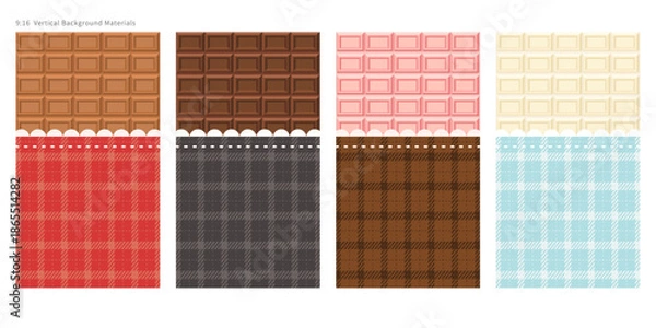 Obraz 9:16 縦型 チョコレート背景 4色セット｜縦背景素材