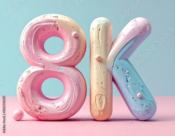 Obraz 8K Creative 3D clay typography with rounded soft letters