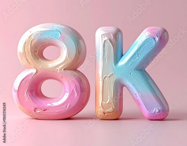 Obraz 8K Creative 3D clay typography with rounded soft letters