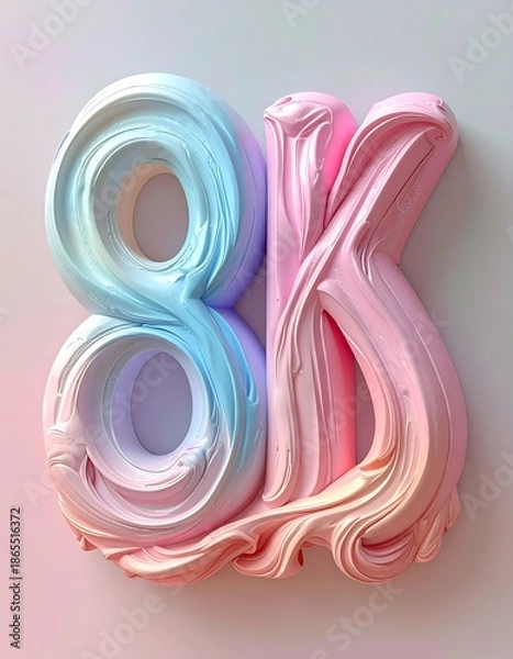 Obraz 8K Creative 3D clay typography with rounded soft letters