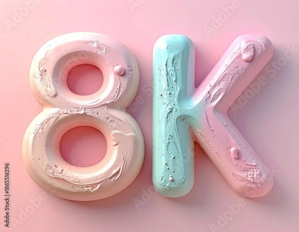 Obraz 8K Creative 3D clay typography with rounded soft letters