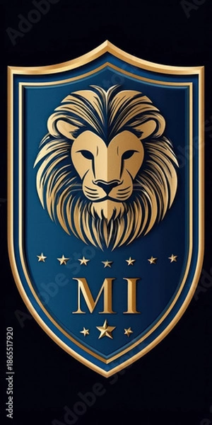 Obraz Heraldic Lion Shield Emblem with Initials
