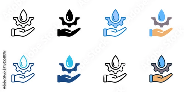 Obraz Water management icon set multiple style collection. Editable stroke 
