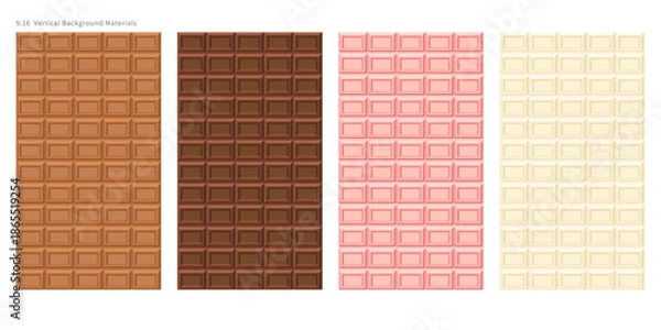 Obraz 9:16 縦型 チョコレート背景 無地 4色セット｜縦背景素材