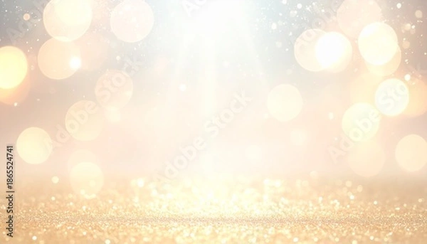 Obraz 天から差し込む光の筋とクリスタルゴールドの粒子が舞うラグジュアリー背景