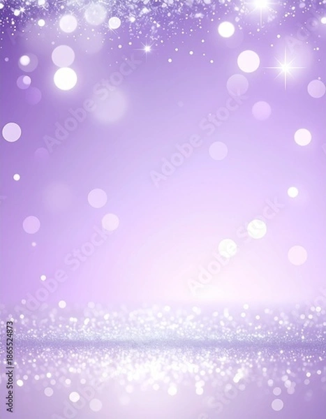 Obraz 神秘的に輝くラベンダーパープルの光彩：エレガントな星屑の粒子が舞う縦型背景