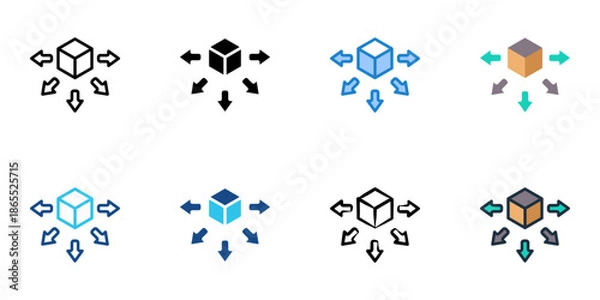 Obraz Distribution icon set multiple style collection. Editable stroke 
