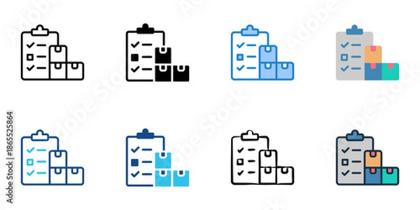Obraz Inventory check icon set multiple style collection. Editable stroke 
