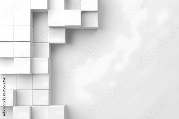 Obraz Abstract three dimensional white cube background with geometric pattern and shadow effect