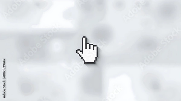 Obraz Rendered, pixelated hand cursor icon seen in image