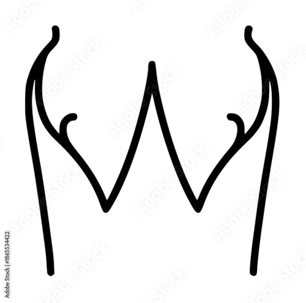 Obraz One line devil crown silhouette