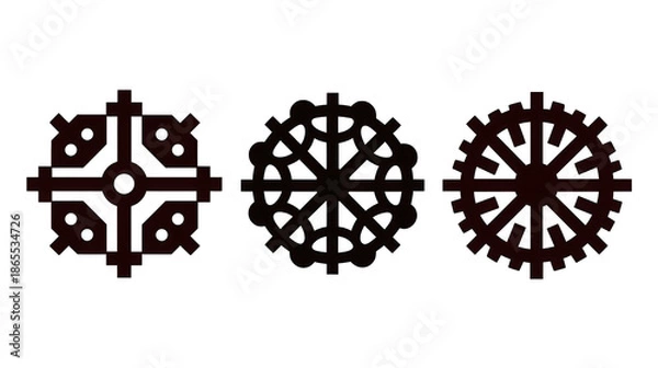 Obraz Three intricate snowflake designs showcasing unique patterns against a dark backdrop