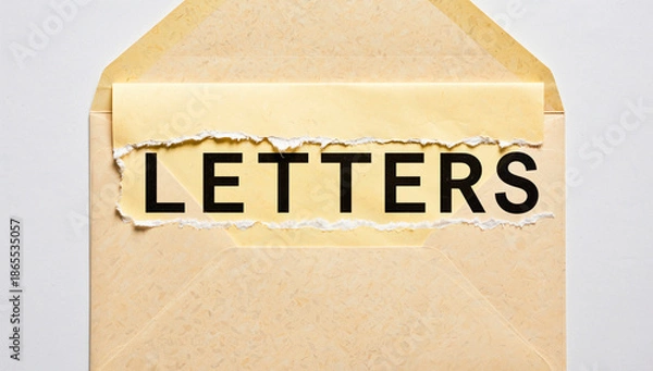Obraz Torn Letter Envelope with "Letters" Text