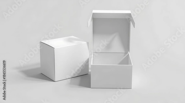 Obraz Minimal White Rigid Gift Box Packaging Mockup on Neutral Background