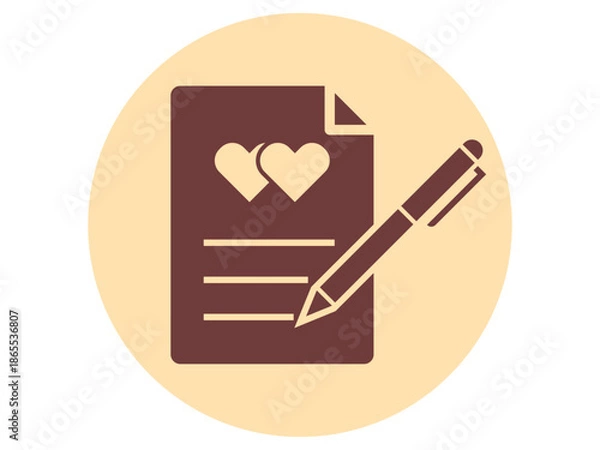 Obraz Marriage contract icon. Wedding vector icon. Flat vector illustration.