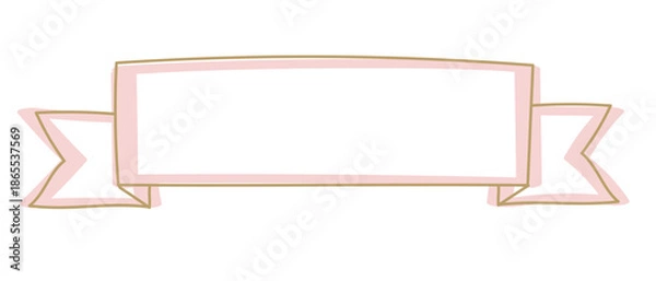 Obraz 細い線とマーカー風の線で描いた手書きのリボンフレーム