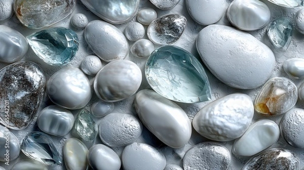 Fototapeta shiny pearl rocks wall background  backdrop
