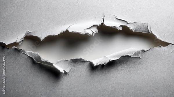 Obraz torn paper edges, solid white background, for sign text