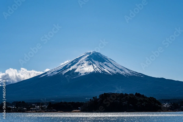 Fototapeta 日本山梨県河口湖と富士山