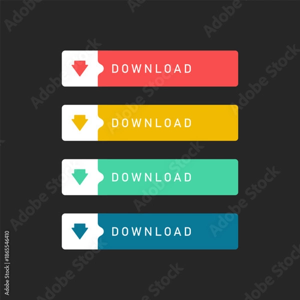 Obraz Flat Download Button Set with Color Variations for Web Interface