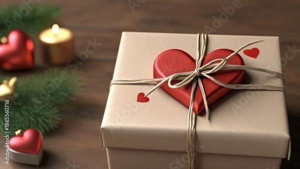 Fototapeta Gift Box with Red Heart