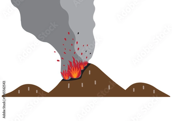 Fototapeta シンプルな冬の山火事イメージ