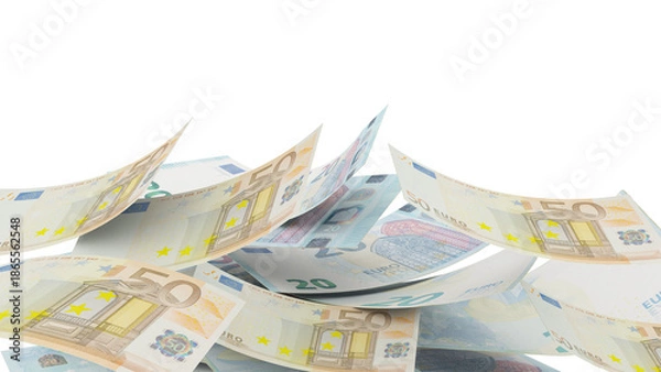 Obraz euro money banknotes falliing background pile - 3d rendering