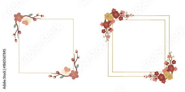 Obraz Lunar Frame / Background. Vector, minimalist, illustration, icon set.