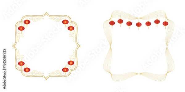 Obraz Lunar Frame / Background. Vector, minimalist, illustration, icon set.