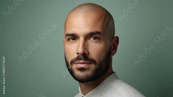 Obraz Serious Bald Man Looking At Camera Portrait