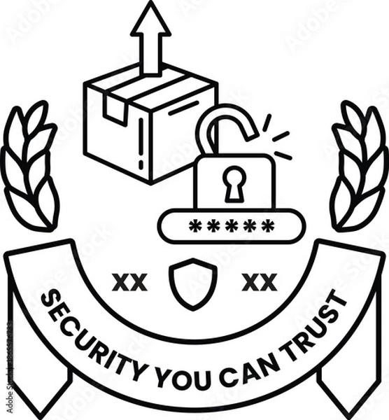 Fototapeta A security logo with a box and a key