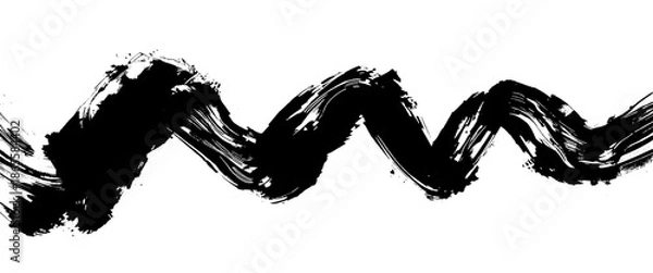 Obraz Vector hand drawn black wave ink brush stroke on white background