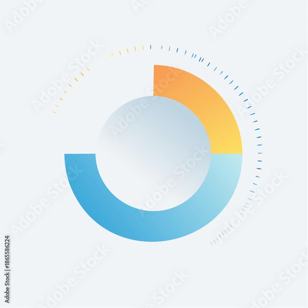Fototapeta Abstract circular graphic with gradients representing data analysis and progress