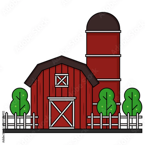 Fototapeta barn and silo