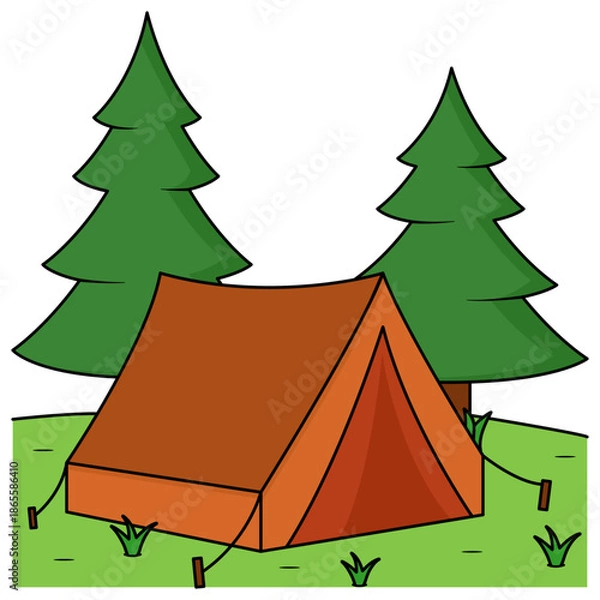 Obraz camping tent with pine tree