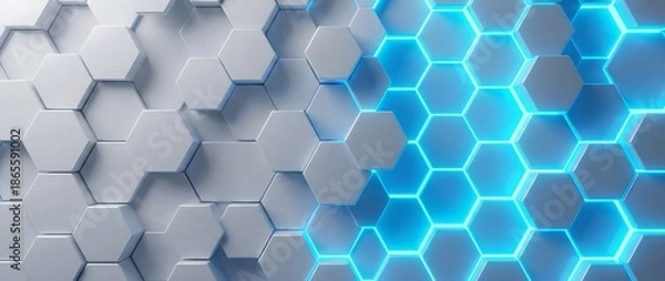 Fototapeta Hexagonal pattern with blue light