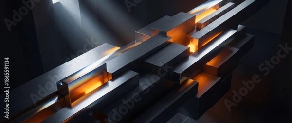 Obraz Metal structure with orange light