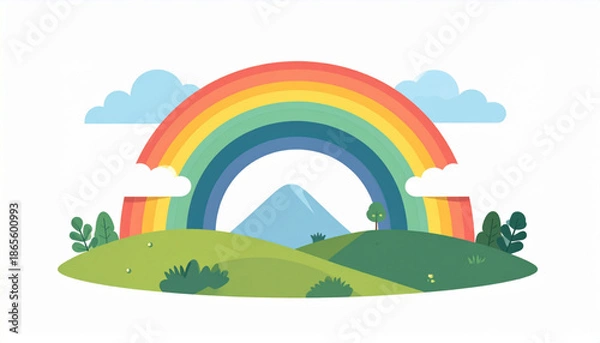 Obraz Flat Rainbow Over Hills