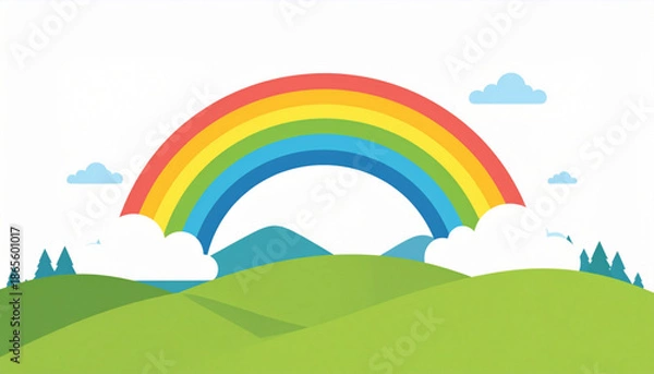Obraz Flat Rainbow Over Hills
