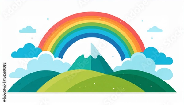 Obraz Flat Rainbow Over Hills