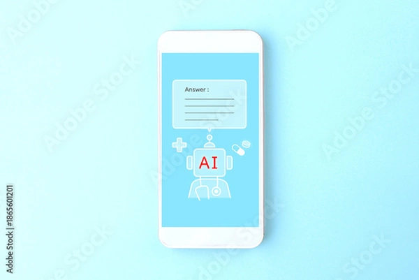 Obraz スマートフォン上でAIのドクターに診断をしてもらうイメージ画像