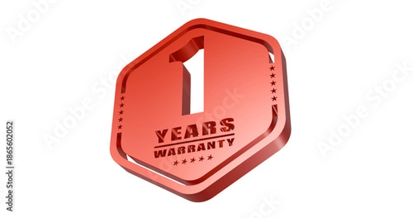 Obraz 3d one year guarantee icon sign element
