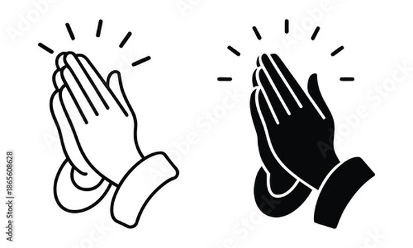 Fototapeta two praying hands in different styles, vector illustration